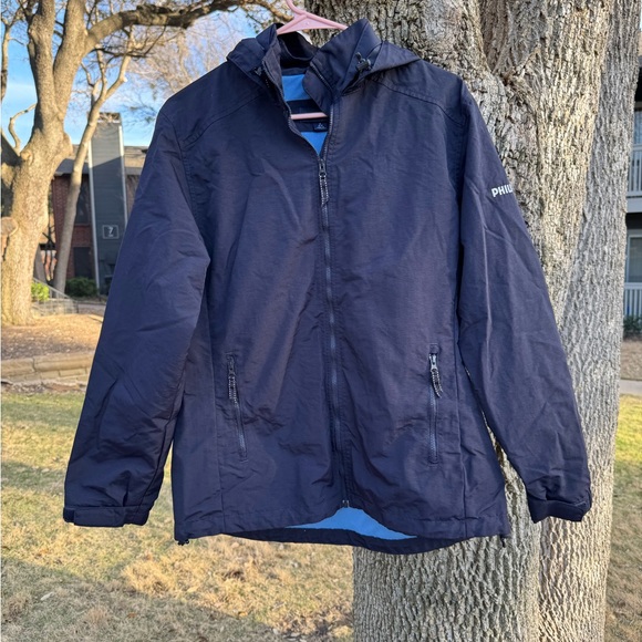 Lands' End Black Hooded Raincoat Water-Resistant - Picture 8 of 8